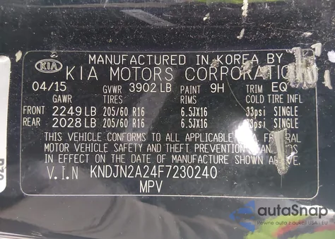 2015 Kia Soul from USA, damaged, VIN KNDJN2A24F7230240